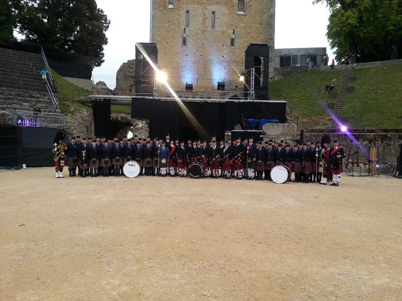 Les musiciens du Massed Pipes and Drums
